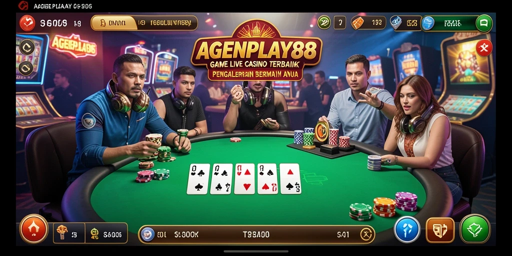Screenshot AGENPLAY88 menampilkan dealer live dan permainan kasino yang mengasyikkan.