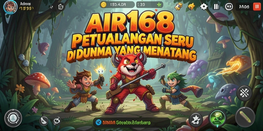 Tangkapan layar AIR168 yang menampilkan momen petualangan epik di hutan lebat.