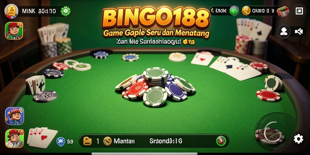 Tampilan gameplay BINGO188 yang menarik dalam permainan Gaple.