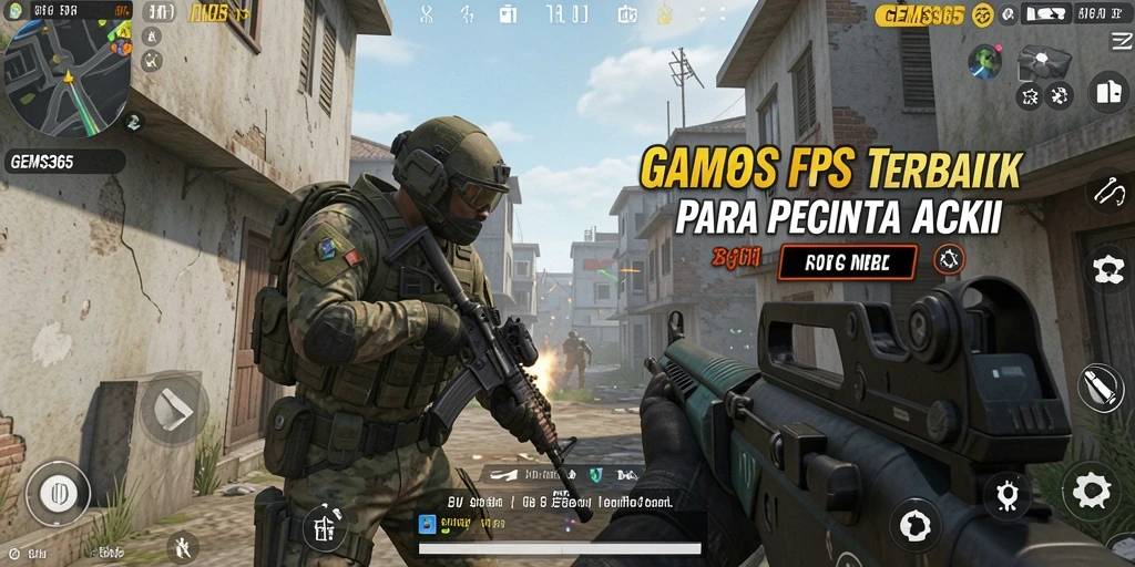 Screenshot gameplay GEMS365 dengan aksi tembak-menembak yang menegangkan.