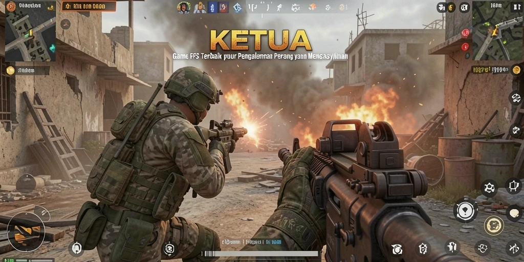 Screenshot menunjukkan aksi intense dalam permainan FPS KETUA.