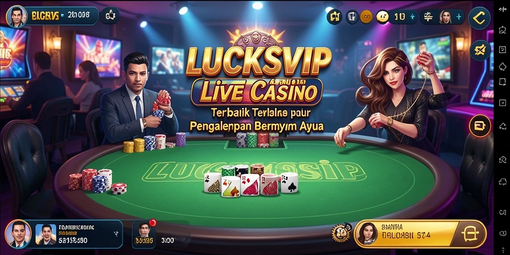 Tampilan permainan LUCKSVIP dengan dealer langsung dan interaksi yang menarik.