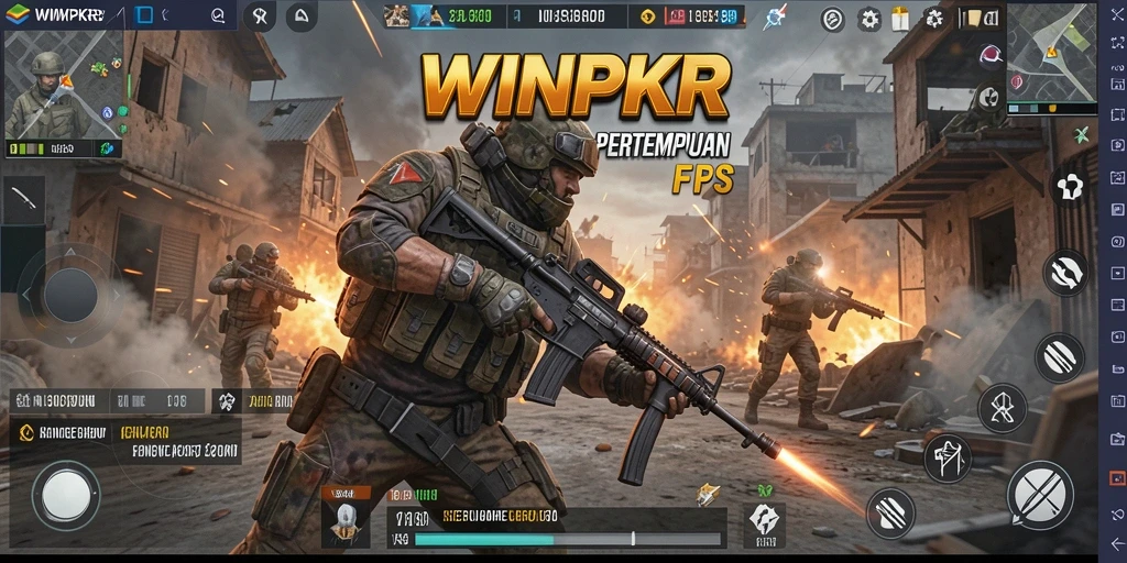 Tampilan gameplay WINPKR dengan aksi menembak yang mendebarkan.
